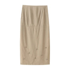 Damen eleganter Midirock mit floralen Applikationen EB