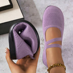 Damen bequeme Ballerinas mit elastischen Riemen und atmungsaktiver Mesh-Oberfläche EB