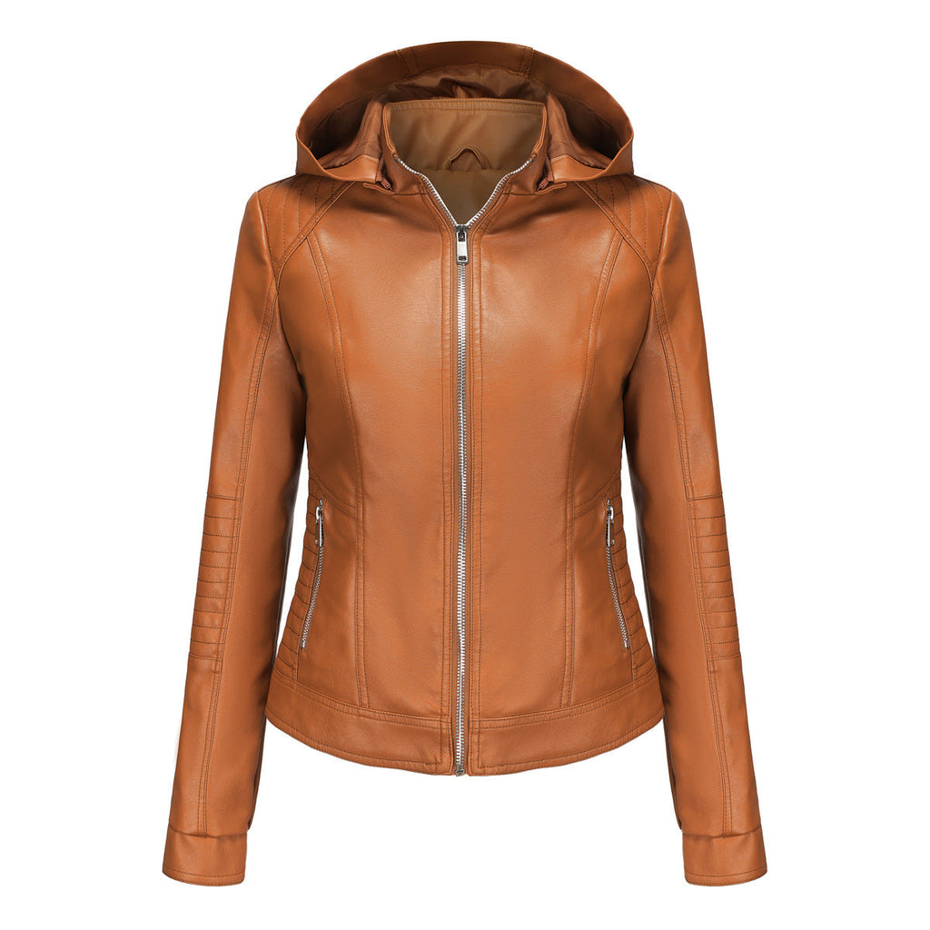 Damen Kapuzenjacke aus hochwertigem Kunstleder EB