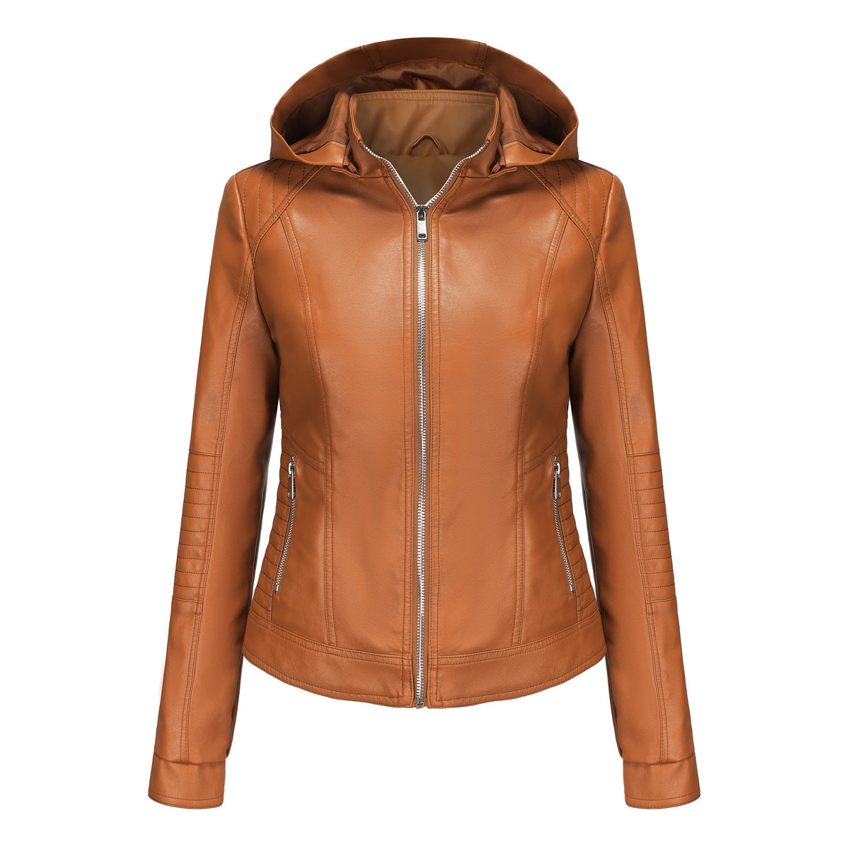 Damen Kapuzenjacke aus hochwertigem Kunstleder EB
