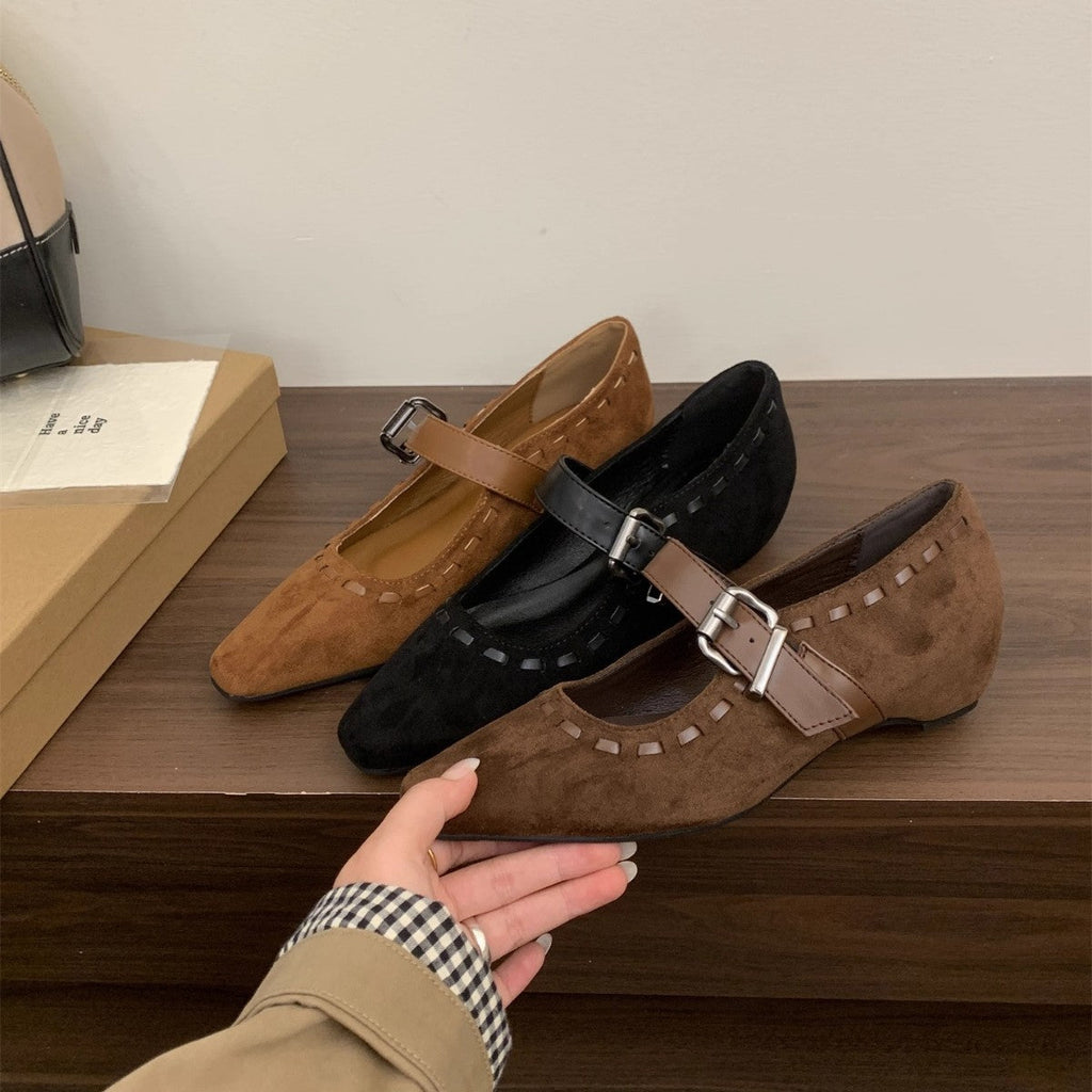 Damen Ballerinas mit modischer Schnallenapplikation und elegantem Spitzendesign EB