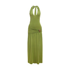 Damen Elegantes Maxikleid mit raffinierten Drapierungen und dekorativem Detail EB