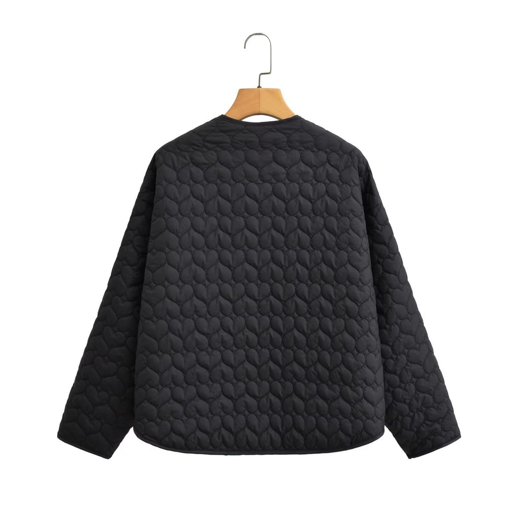 Damen gesteppte Übergangsjacke mit seitlichen Eingrifftaschen und modernem Design EB