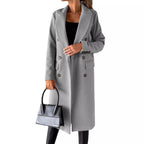 Damen eleganter Doppelreiher-Mantel mit modernem Schnitt und Taschen EB