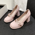 Damen elegante Mary Jane High Heels mit Blockabsatz EB