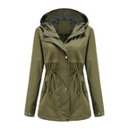 Damen nan wasserabweisender Parka mit taillenkordel und asymmetrischem Saum EB