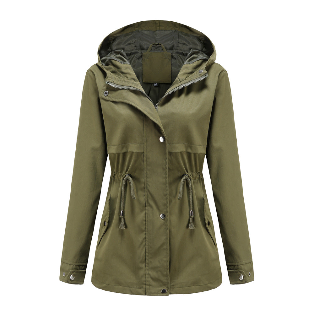 Damen nan wasserabweisender Parka mit taillenkordel und asymmetrischem Saum EB