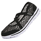 Damen Bequeme Ballerinas mit elastischen Riemen und atmungsaktiver Spitze EB