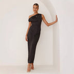 Damen Elegantes Maxikleid mit asymmetrischem Oberteil und figurbetontem Schnitt EB