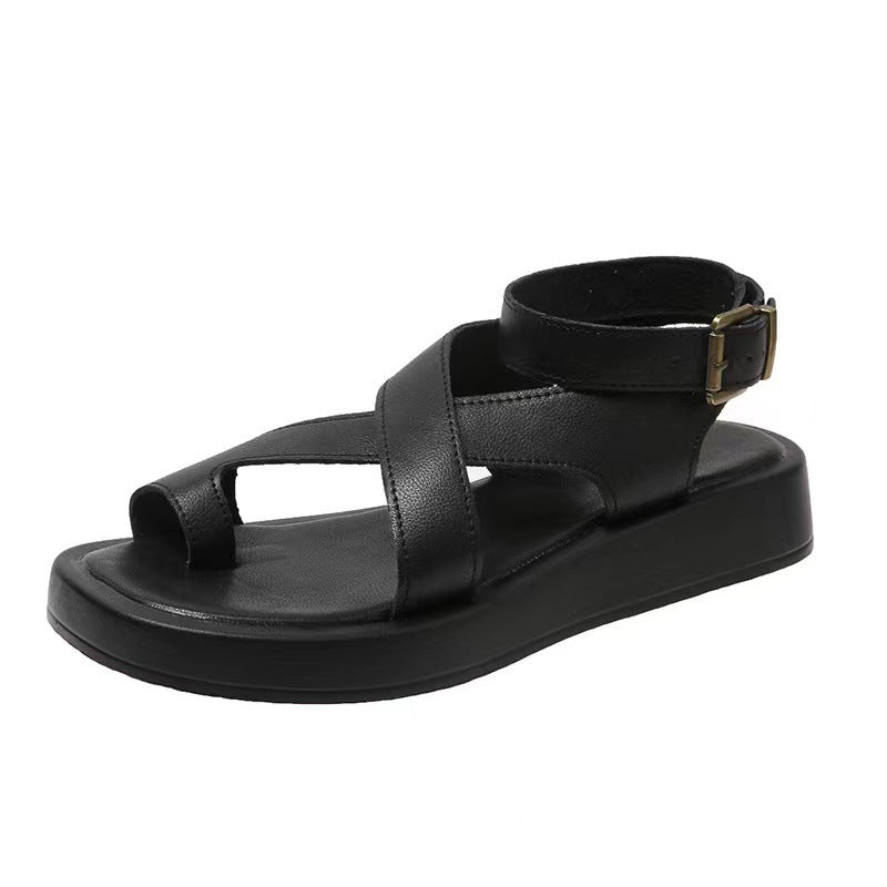 Damen Bequeme Riemchen-Sandalen mit ergonomischer Fußbett und flexiblem Riemendesign EB