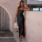 Damen Elegantes Maxikleid mit schmalem Schnitt und seitlichem Schlitz EB