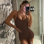 Damen Bodycon Einteiler mit gekreuztem Träger EB