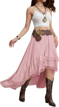Damen Boho Maxi-Rock mit asymmetrischem Saum und Spitzenverzierungen EB