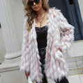 Damen Fluffige Kunstfelljacke mit langem Schnitt und lockerem Design EB