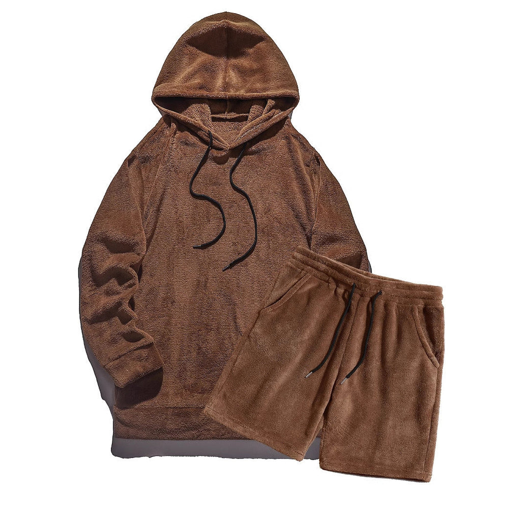 Herren Kuscheliges Hoodie-Shorts-Set EB