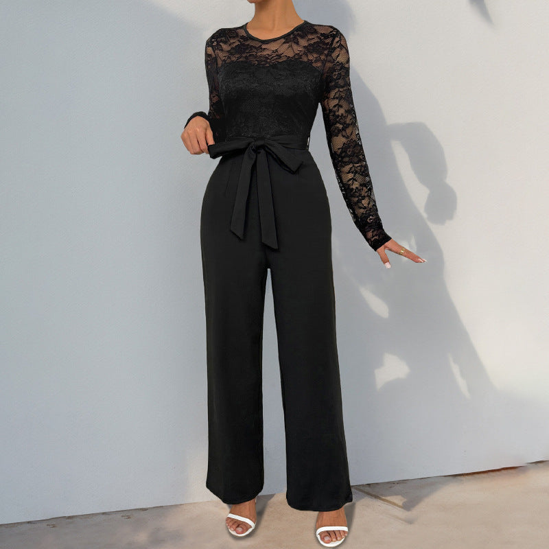 Eleganter und vielseitiger Damen-Jumpsuit mit Spitzenoberteil