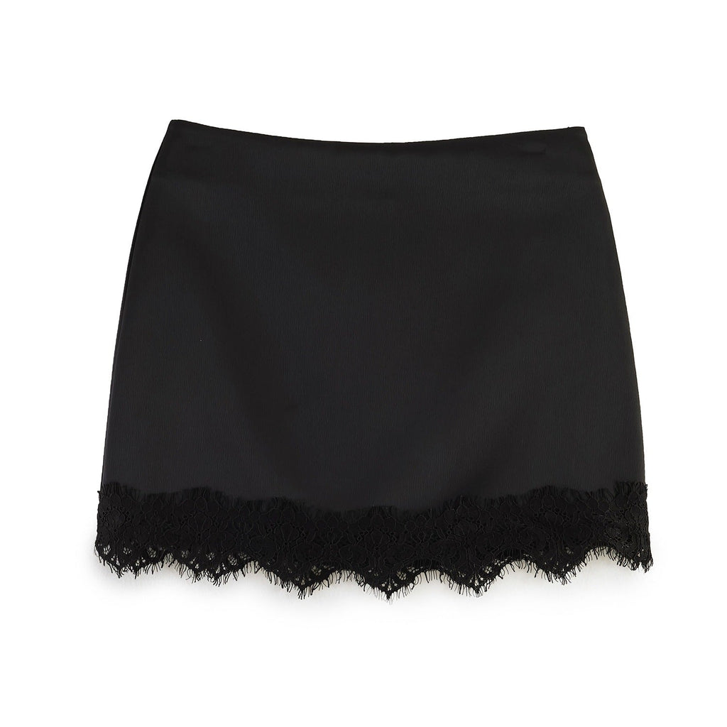 Damen Feiner Rock mit eleganter Spitzenverzierung EB