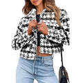 Damen Karierte Cropped Jacke EB