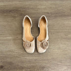 Damen Ballerina-Schuhe mit eleganter Blumendekoration und geschmackvollem Design EB