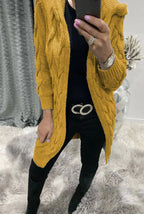 Damen Grobstrick-Cardigan mit Kapuze und Zopfmuster EB