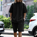 EB | Lockeres T-Shirt Shorts einfarbiges Set