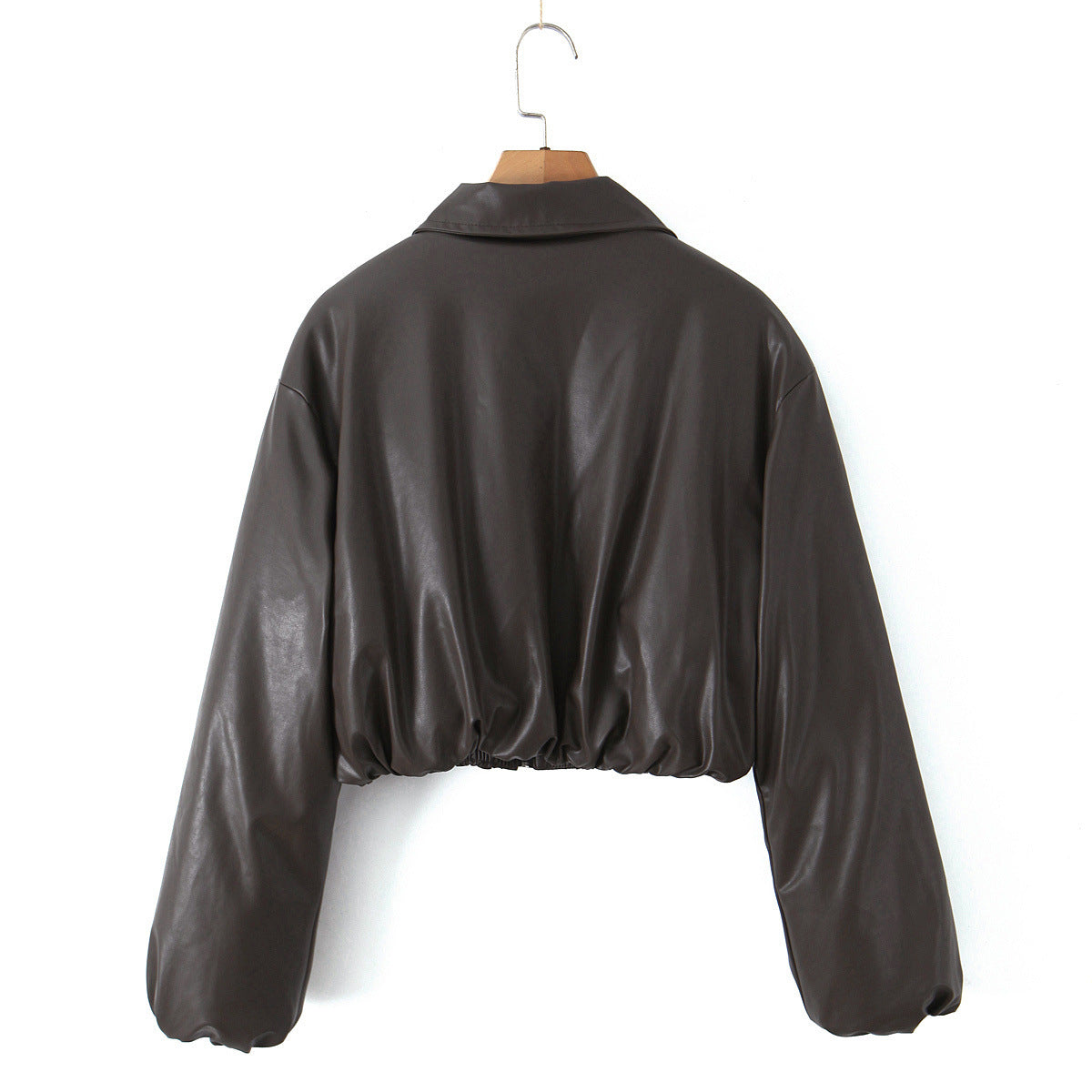 Damen Kunstleder Bikerjacke im lässigen Cropped-Design EB