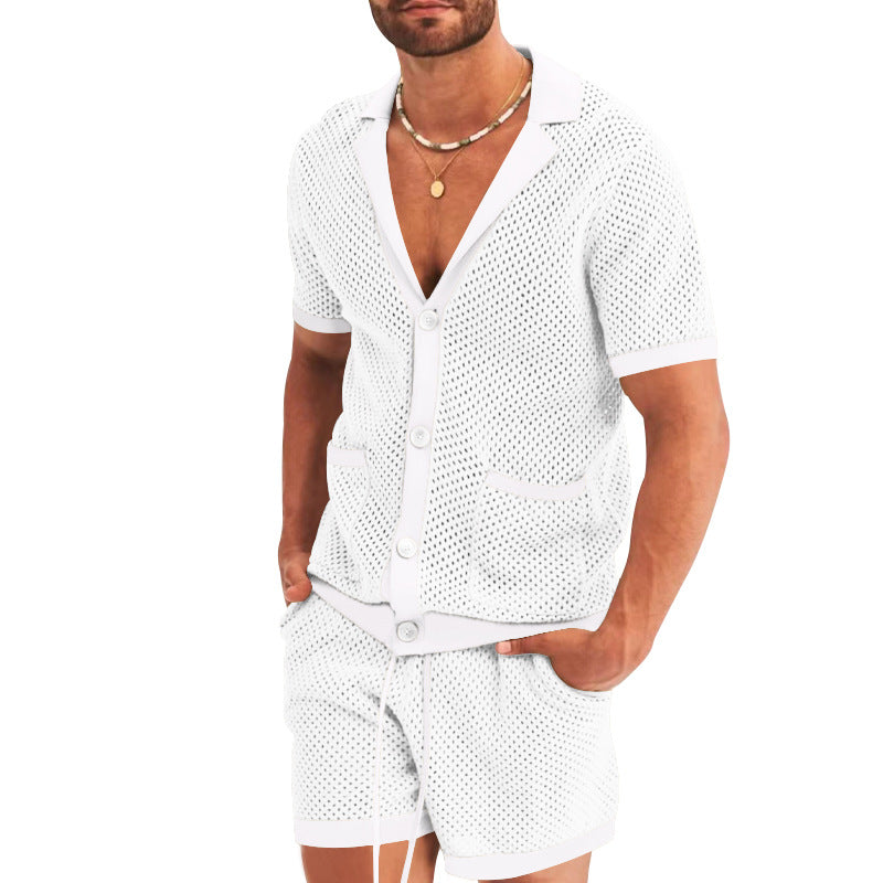 Herren-Strickset: Cardigan und Shorts