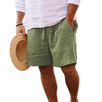 Herren luftige Leinen-Shorts mit elastischem Bund und praktischen Seitentaschen EB