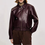 Damen Kunstlederjacke im modischen Schnitt mit elastischem Bund EB