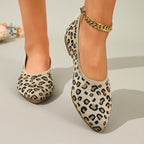Damen Ballerinas mit elegantem Leopardenmuster und weichem Fußbett EB