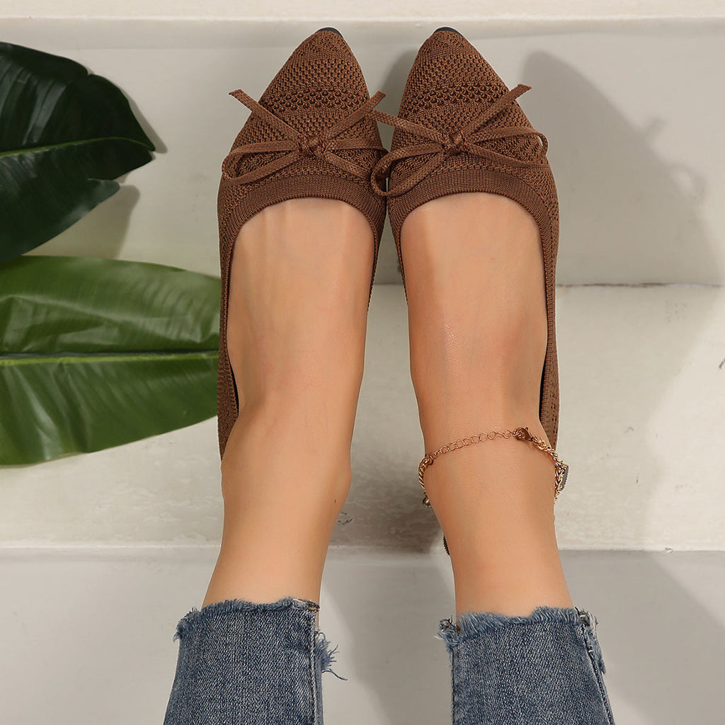 Damen elegante Ballerinas mit stylischem Schleifen-Detail aus atmungsaktivem Gewebe R&B