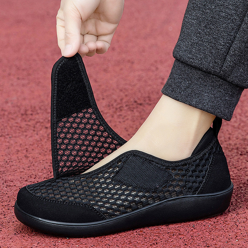 Unisex nan atmungsaktiver Netz-Slipper mit verstellbarem Klettverschluss und viskoelastischem Fußbett EB