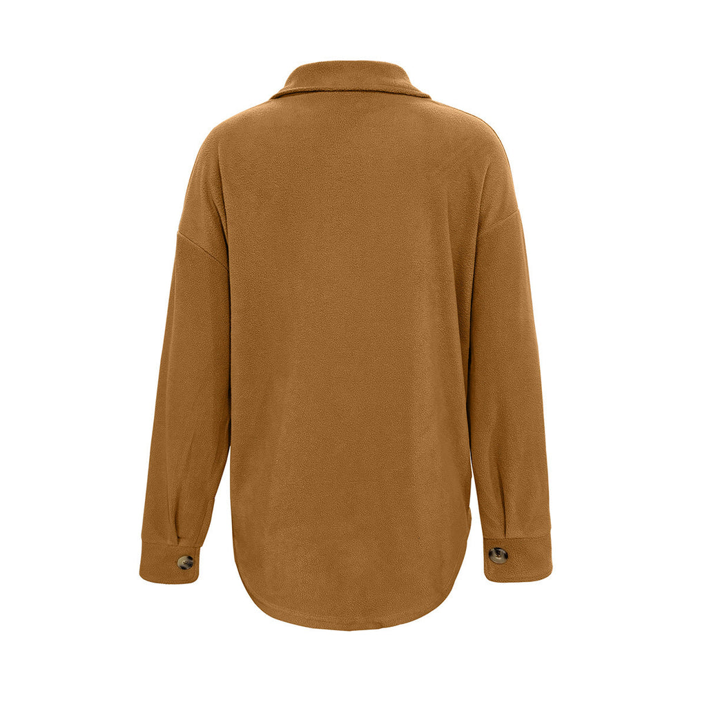 Damen Komfortable Overshirtjacke mit aufgesetzten Taschen und Knopfleiste EB