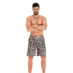 Herren Badeshorts im modernen Leopardenmuster mit verstellbarem Bund EB
