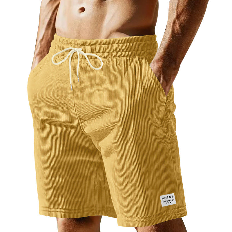 Knielange Lounge-Shorts für Herren in Rippenstruktur mit Kordelzug