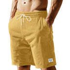 Knielange Lounge-Shorts für Herren in Rippenstruktur mit Kordelzug