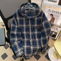Damen Karo-Hemdjacke mit Kapuze EB