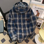 Damen Karo-Hemdjacke mit Kapuze EB
