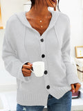 Damen Grober Strickcardigan mit Kapuze und praktischen Taschen EB