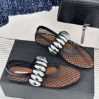 Damen Ballerinas mit glitzerndem Riemen und luftiger Netzoberfläche EB