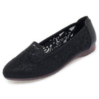 Damen Elegante Ballerinas mit filigranem Cut-Out-Design und funkelnden Strassdetails EB