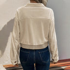 Damen gestreifte Cordjacke im modernen Houndstooth-Design EB