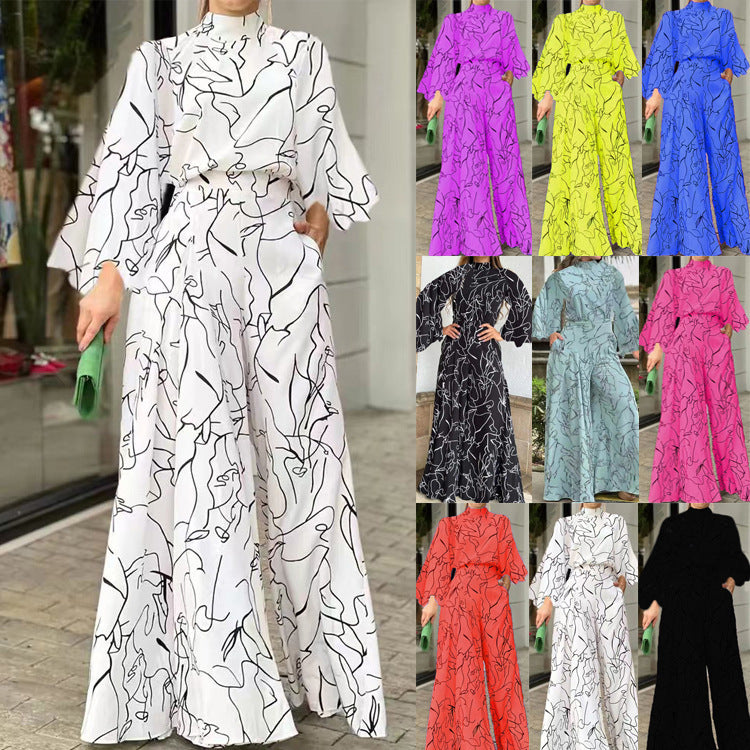 Eleganter Jumpsuit mit Stehkragen und Ballonärmeln