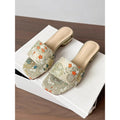 Damen bequeme modische Mules mit filigranem Blumenmuster EB