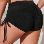 Damen High-Waist Badeshorts mit Raffung