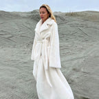 Damen Eleganter, gefütterter Wintermantel mit breitem Revers EB