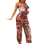 Damen Elegante Sommer-Jumpsuit mit floralem Design und raffinierten Knotendetails EB