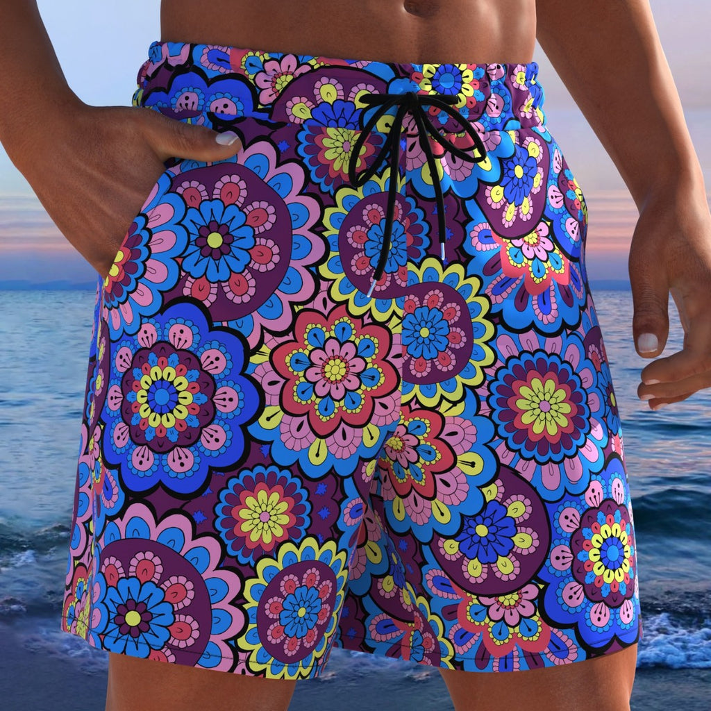 Herren Badeshorts mit animalischem Muster und elastischem Bund EB