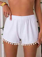 Sommer-Badeshorts für Damen mit Pompom-Dekor
