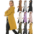 Damen Kapuzenstrickmantel mit modischem Zopfmuster und praktischen Taschen EB